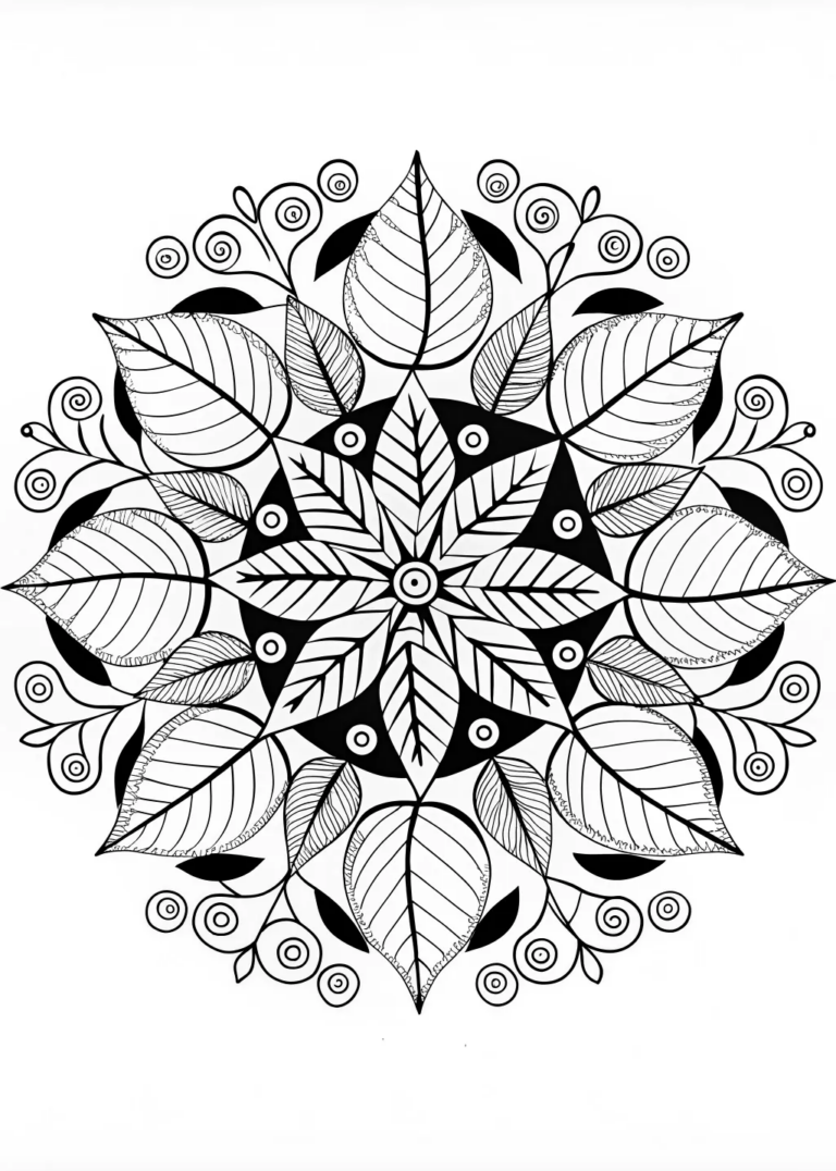 Mandala Leaf Mandala Coloring Page - Free & Printable