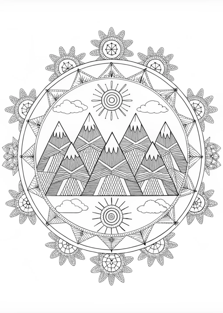 Mandala Mountains Coloring Page coloring pages