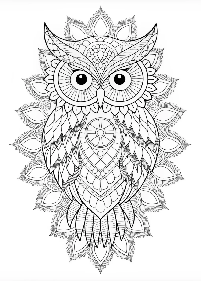 A coloring page of Mandala Owl Coloring Page