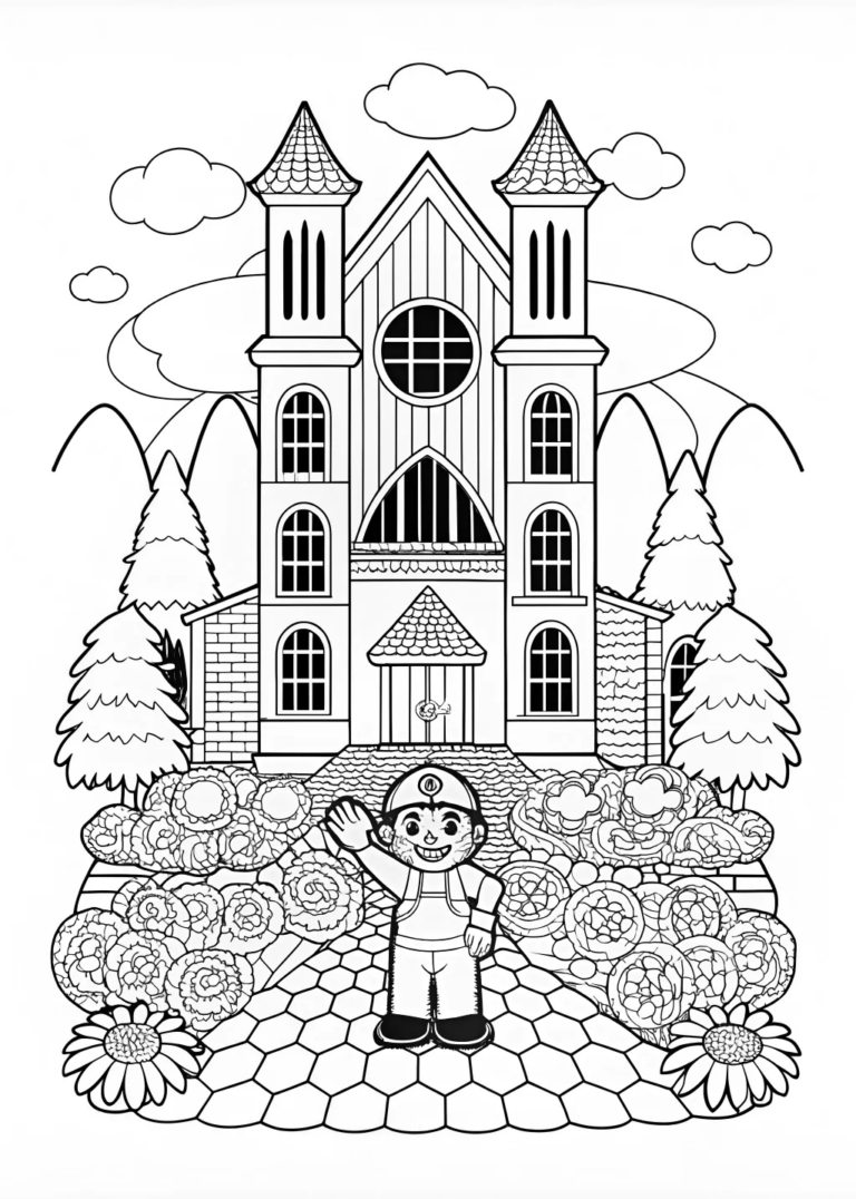 Mario at the Castle Coloring Page coloring pages