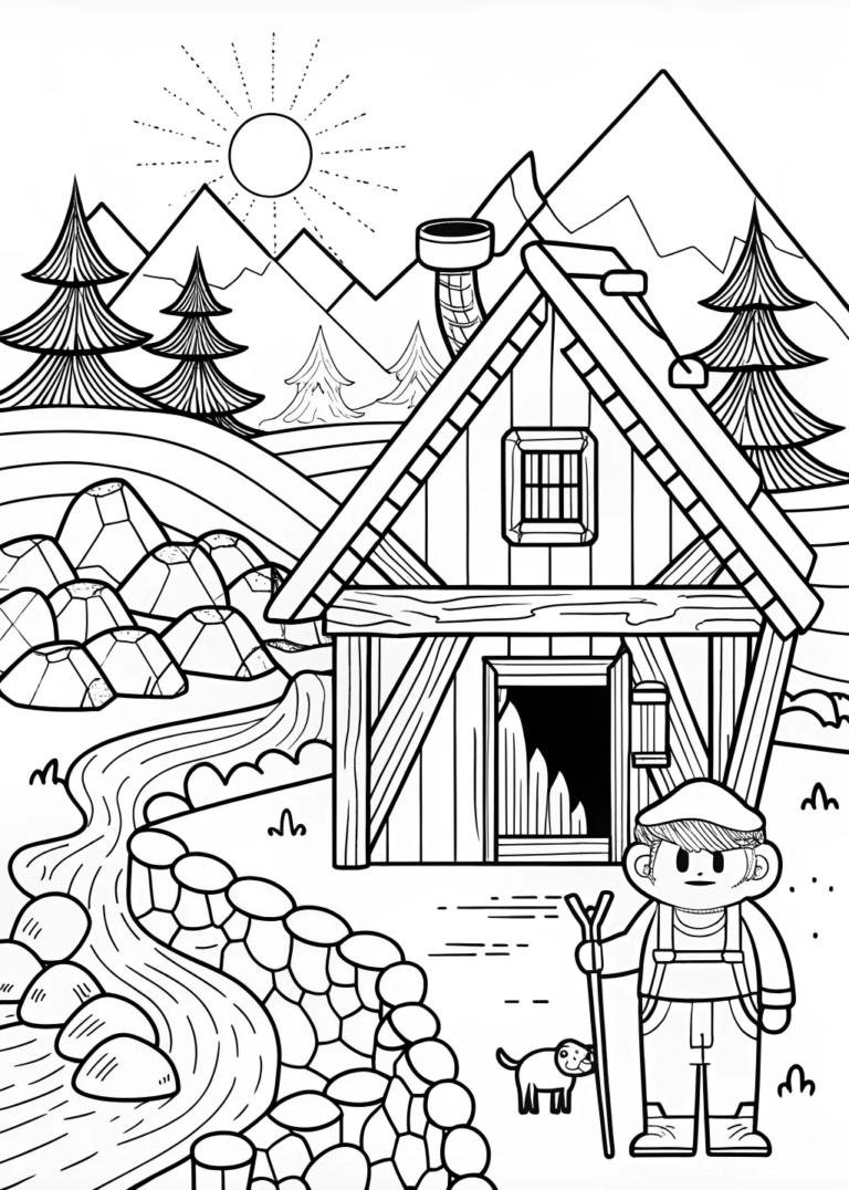 A coloring page of Minecraft Character Coloring Page