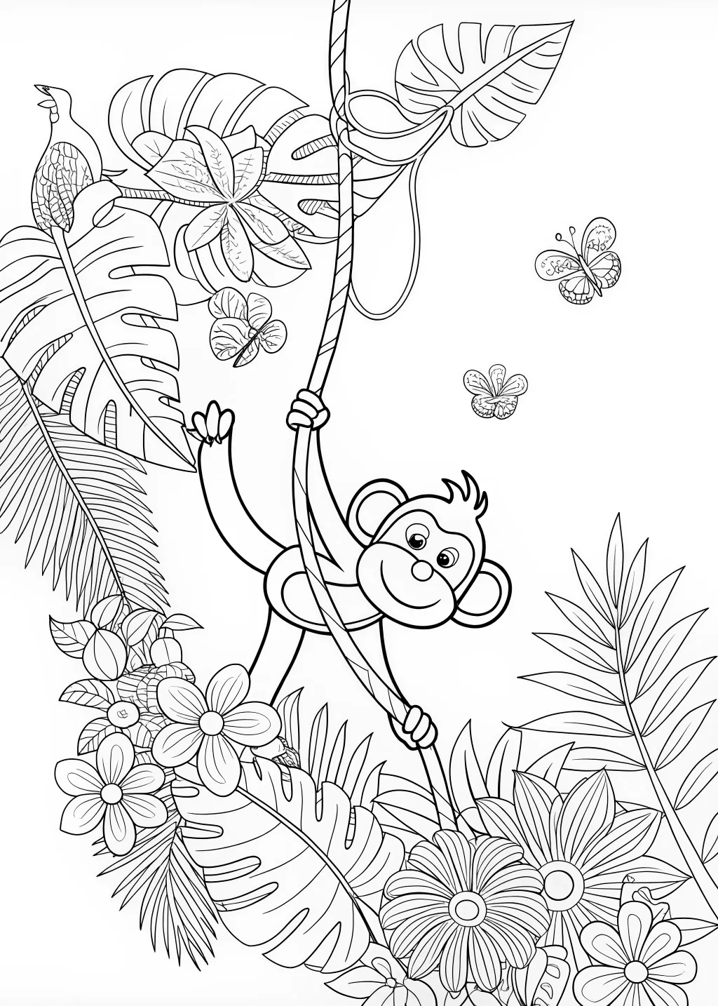 Monkey Smiling Coloring Page