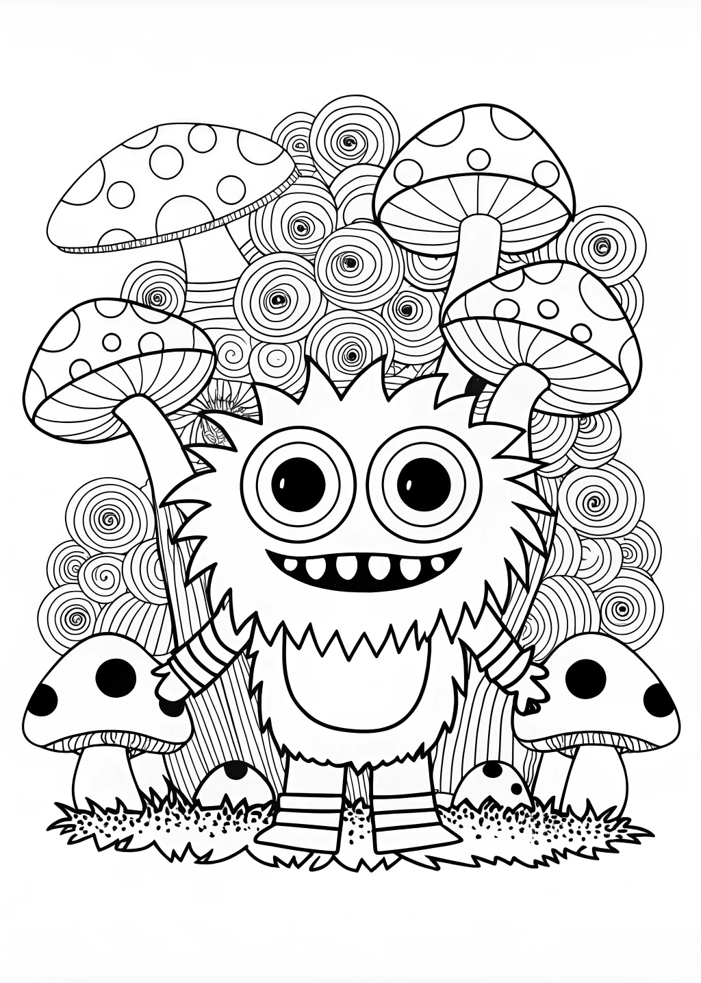 Monster Coloring Page: Bobo the Friendly Beast