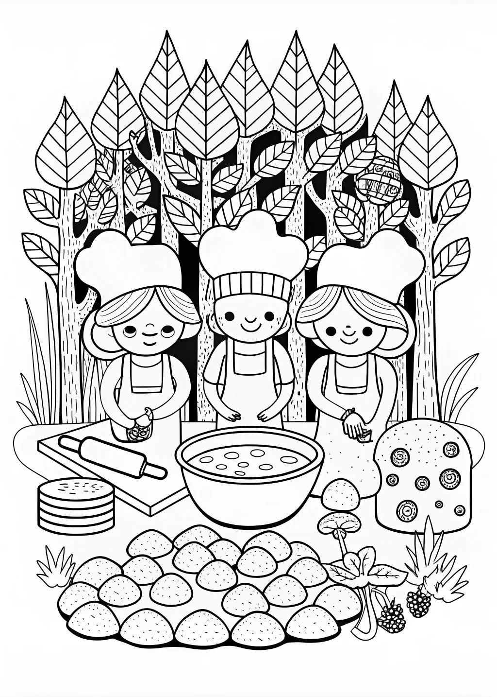 Magical Mushroom Meadow Coloring Page