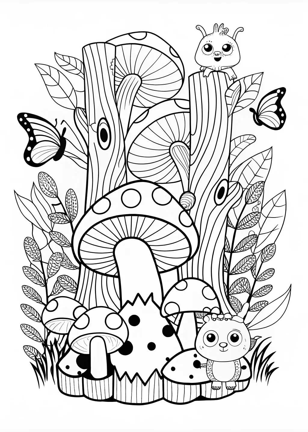 Forest Mushrooms Coloring Adventure