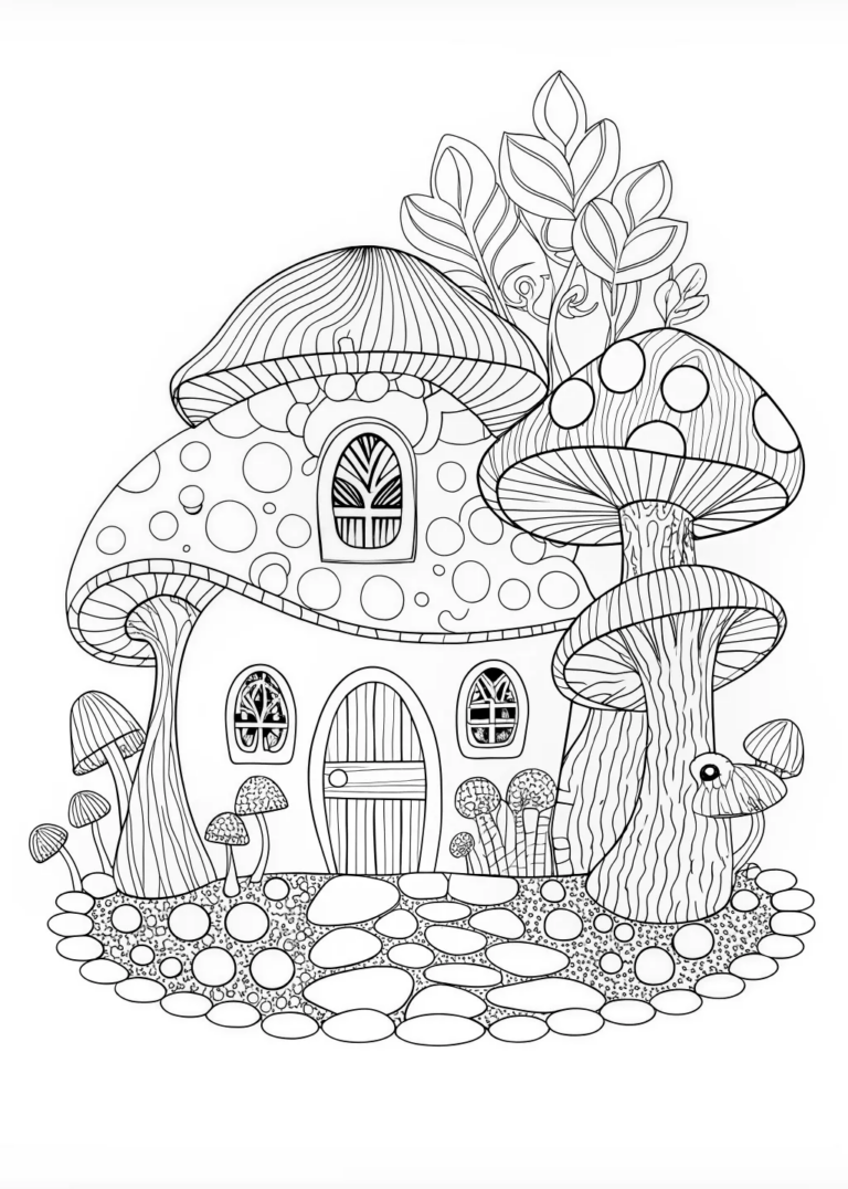 Mushroom Village coloring pages