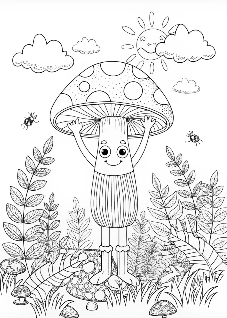 Mushroom with Arms coloring pages