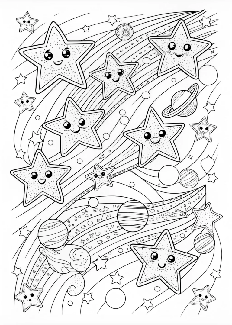 Happy Astronaut’s Space Adventure coloring pages