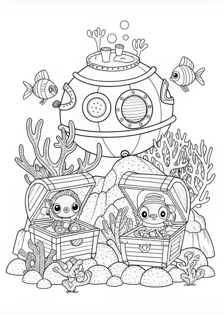 A coloring page of Paani the Brave Space Explorer