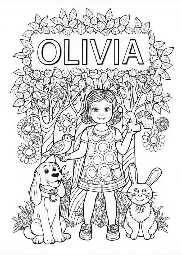 Olivia’s Animal Friends Coloring Page coloring pages