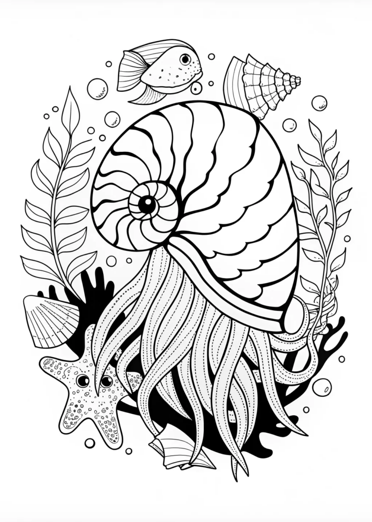 Happy Octopus in a Sunny Seaside Scene coloring pages