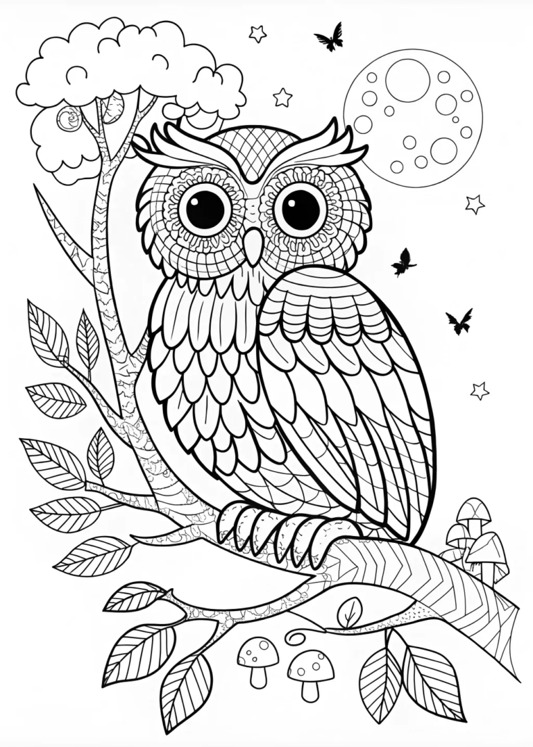 A coloring page of Majestic Owl Coloring Page