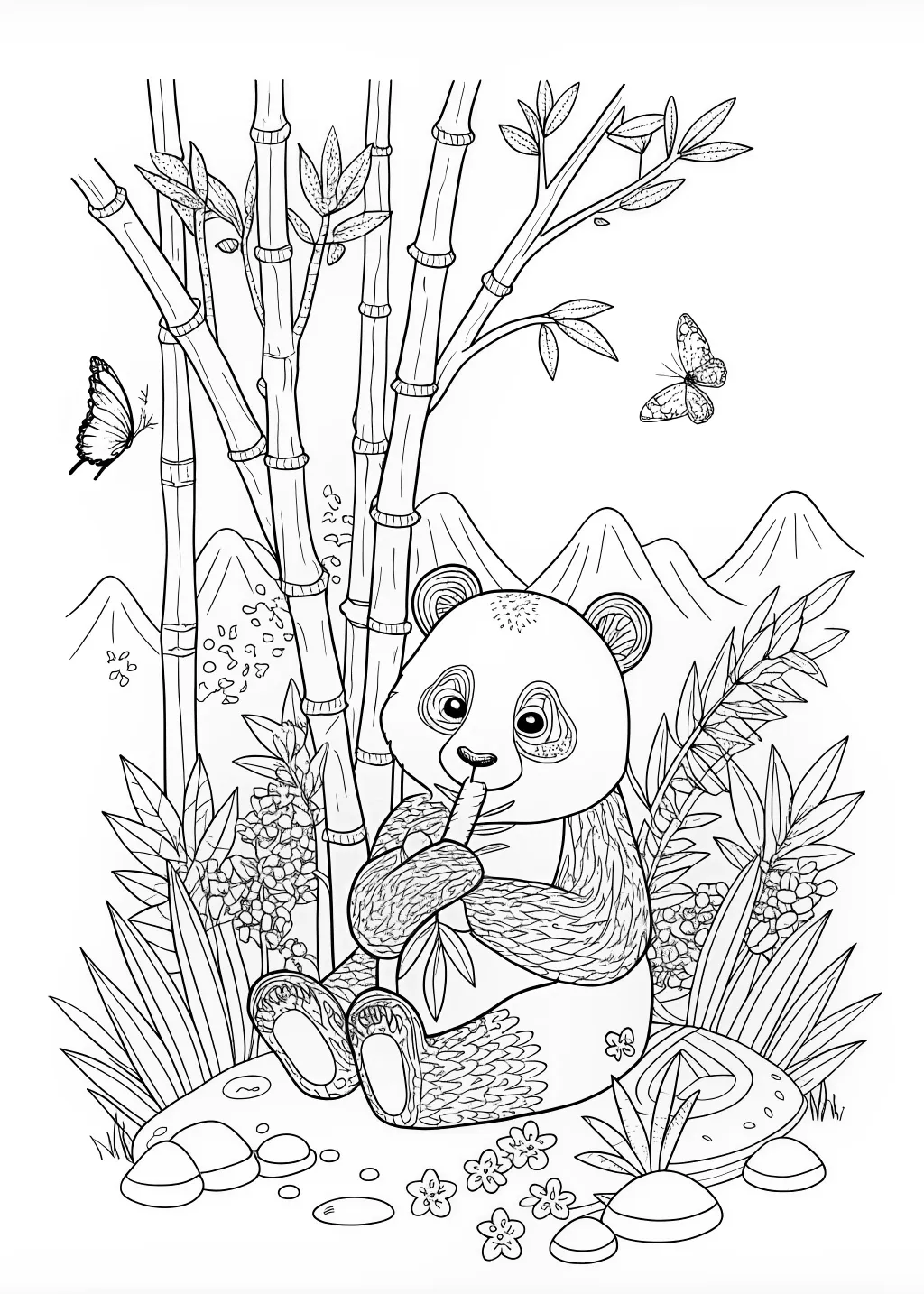 Panda’s Peaceful Moments Coloring Page