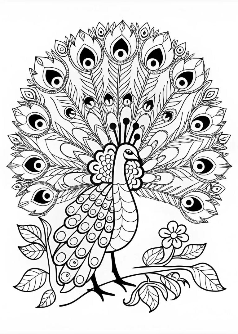 Majestic Peacock’s Feathers Coloring Page coloring pages