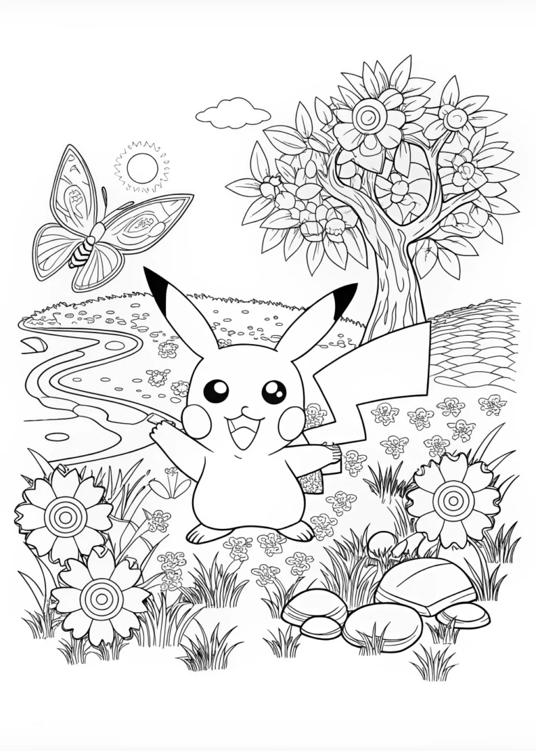 Pikachu in the Enchanted Forest coloring pages