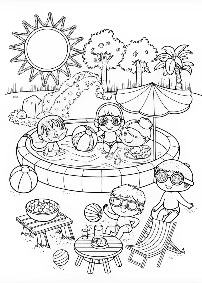 Pool Party Fun for Kids! coloring pages