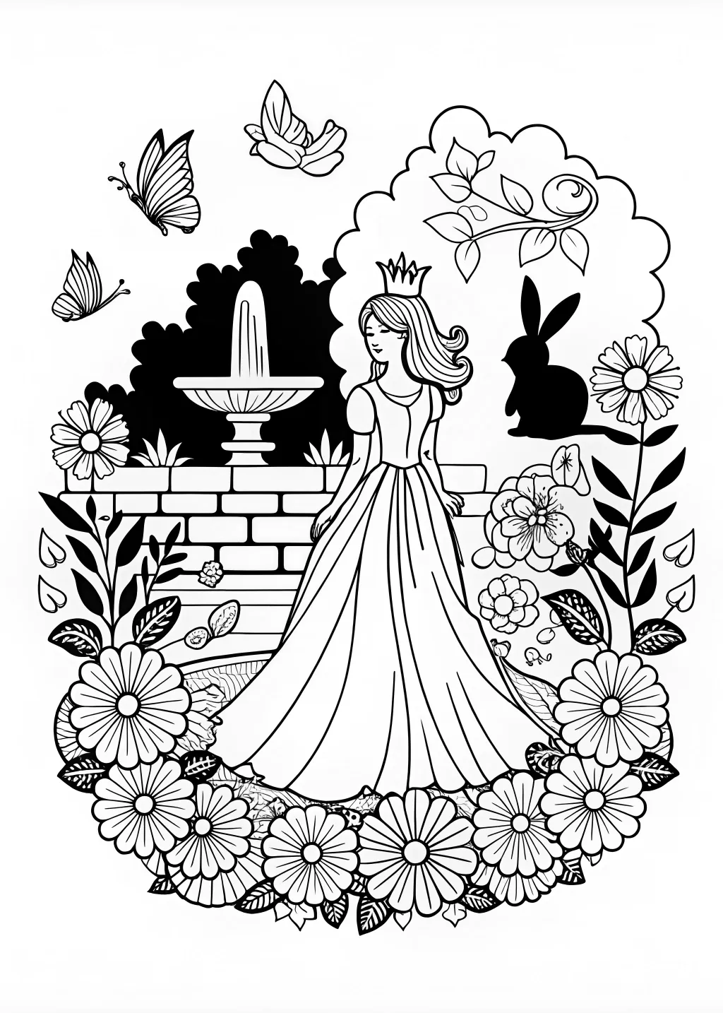 Princess with a Crown in a Garden