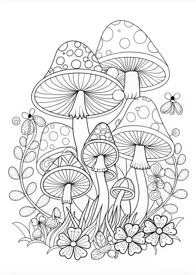 Psychedelic Mushroom Patterns coloring pages