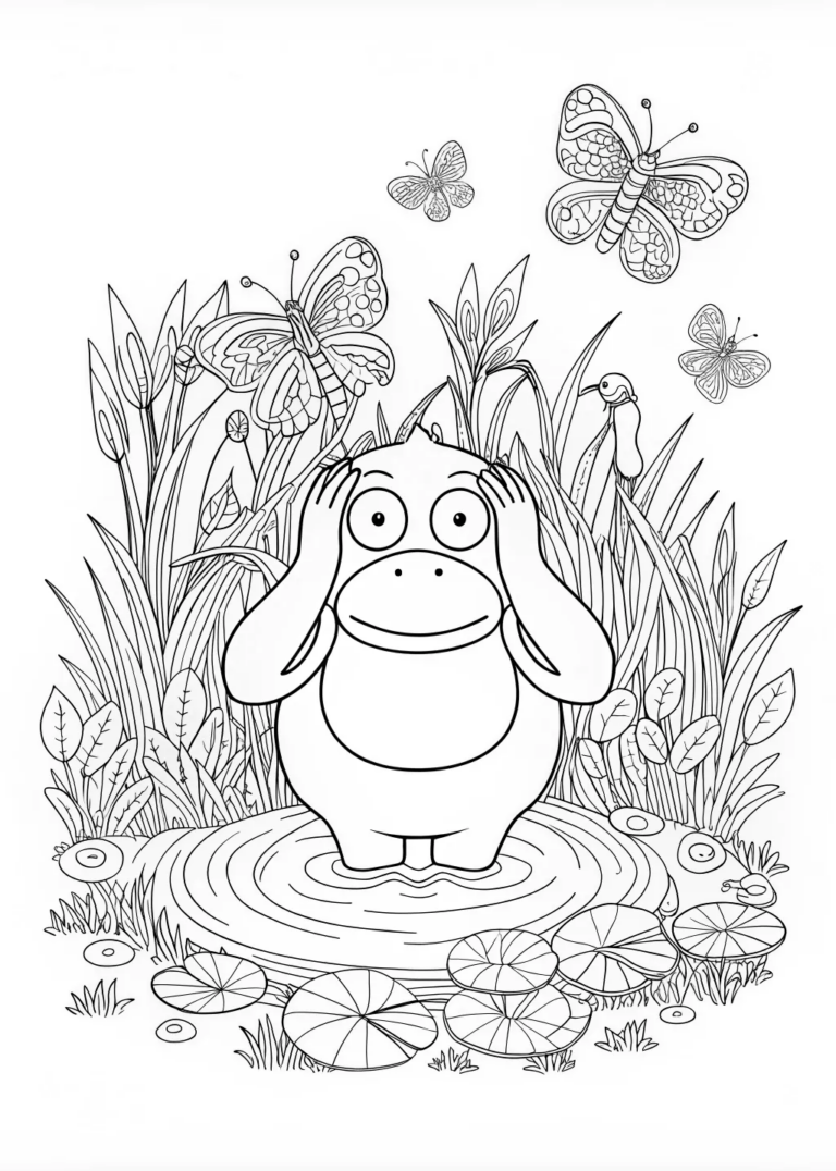 Psyduck by the Lake Coloring Page coloring pages