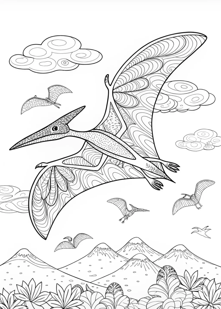 “Pterodactyl Soaring Through the Skies” coloring pages