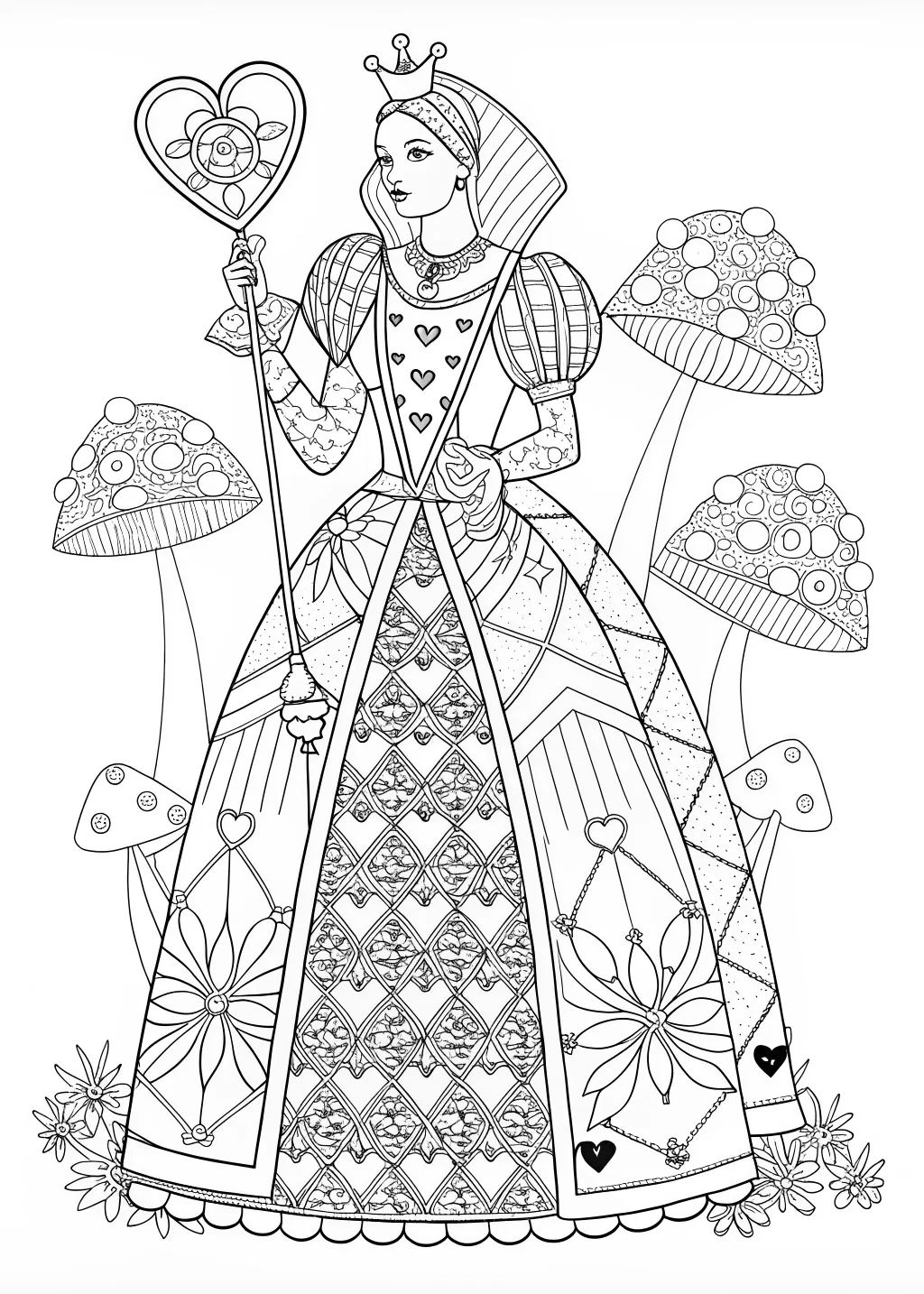 Queen of Hearts Coloring Page