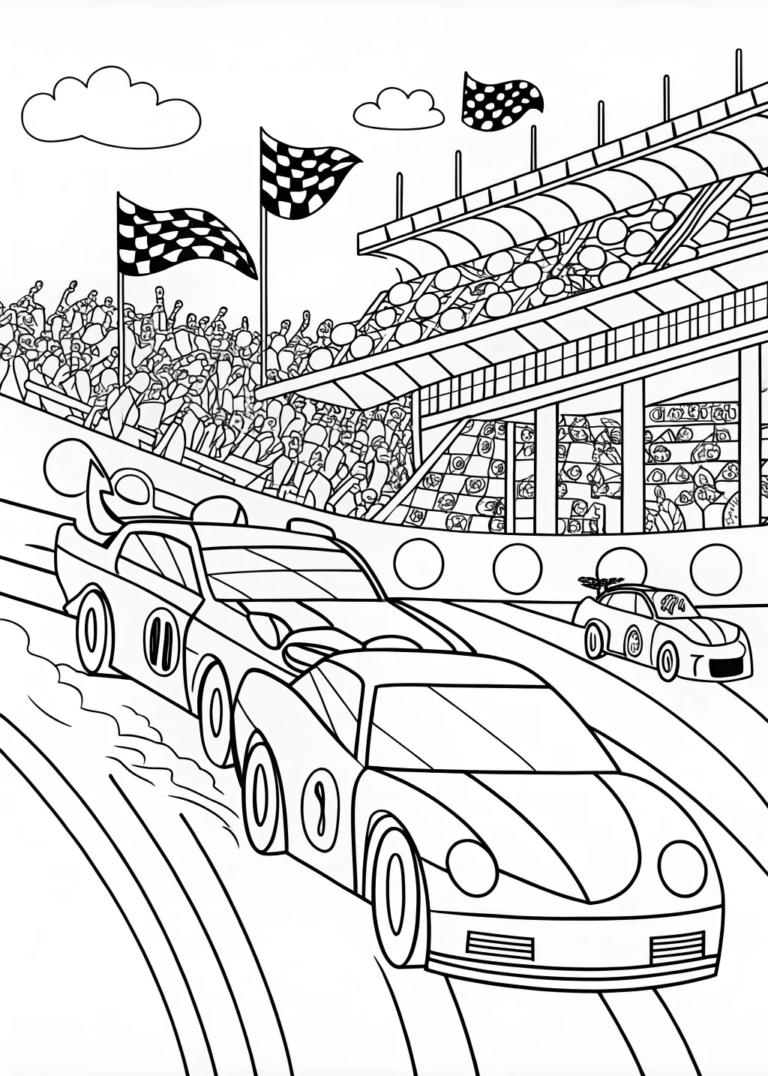 Racecar Rally at the Speed Track coloring pages