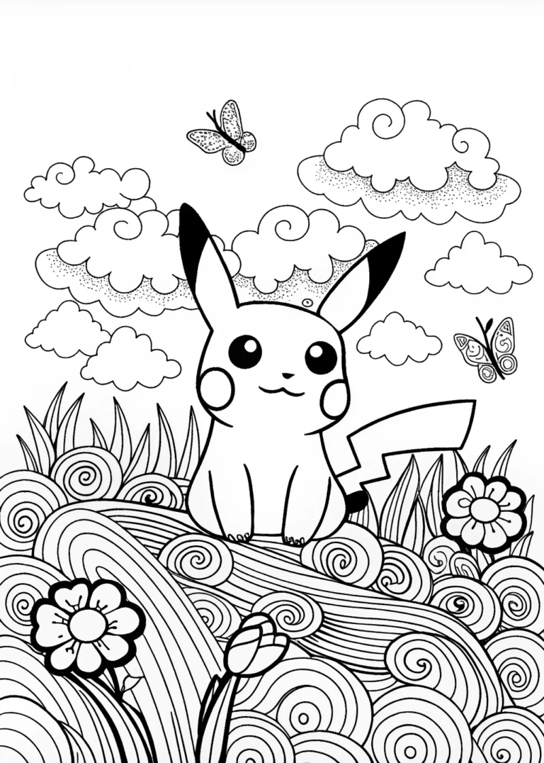 Relieved Pikachu coloring pages