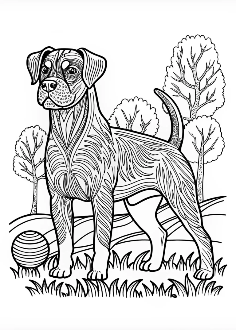 Majestic Dog Portrait Coloring Page coloring pages