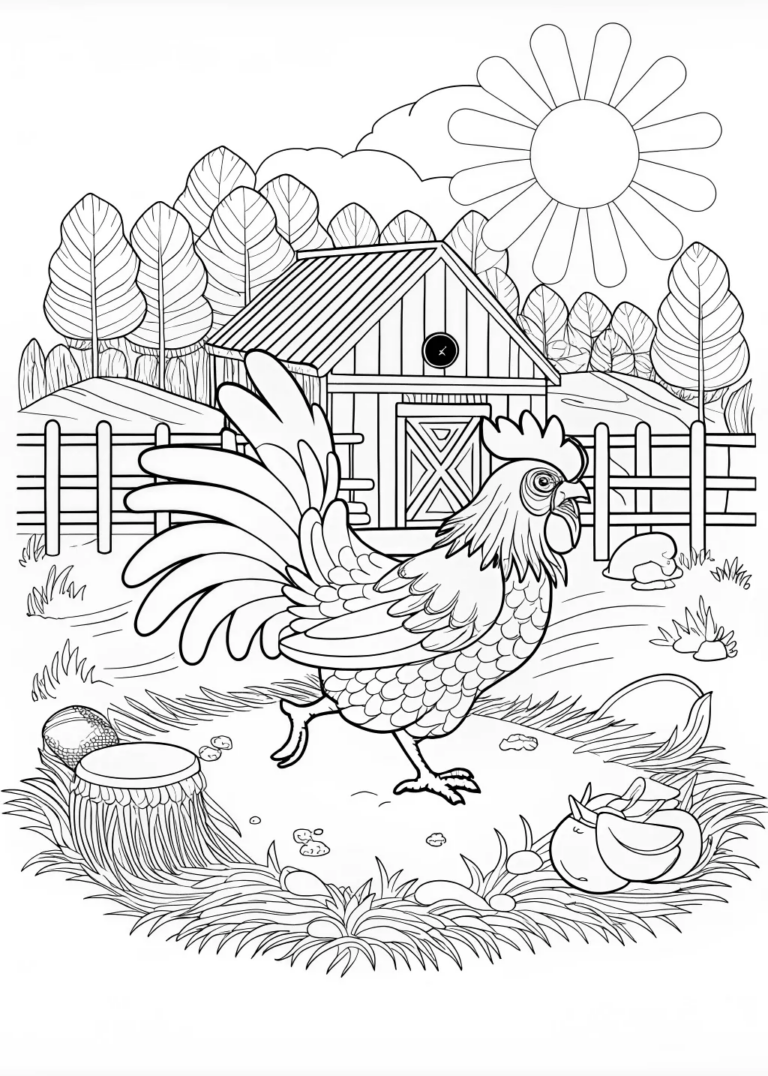 Running Rooster Coloring Fun coloring pages