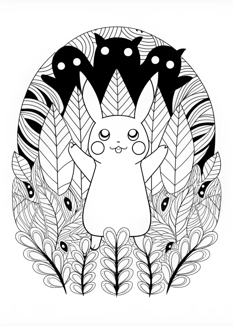 Pikachu Joyful Coloring Page coloring pages