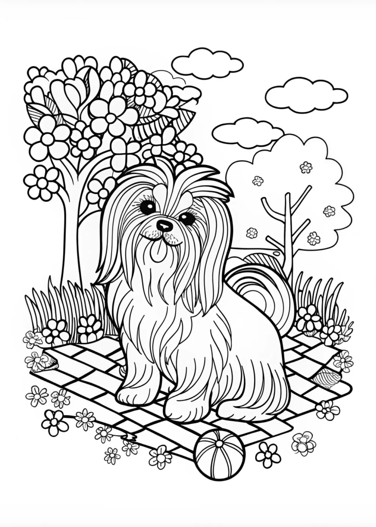 Adorable Shih Tzu Puppy Coloring Page coloring pages