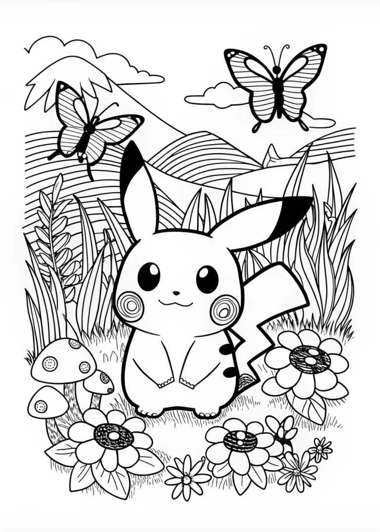 Pikachu Smiling Coloring Page coloring pages