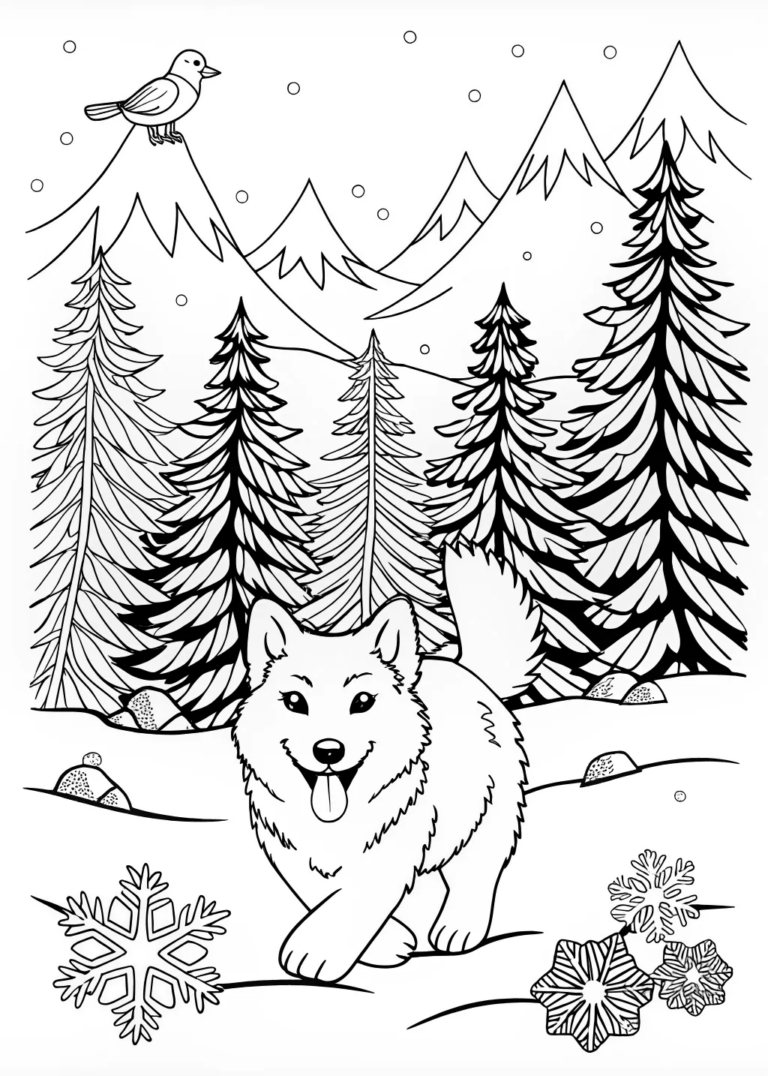 Majestic Husky Coloring Page coloring pages