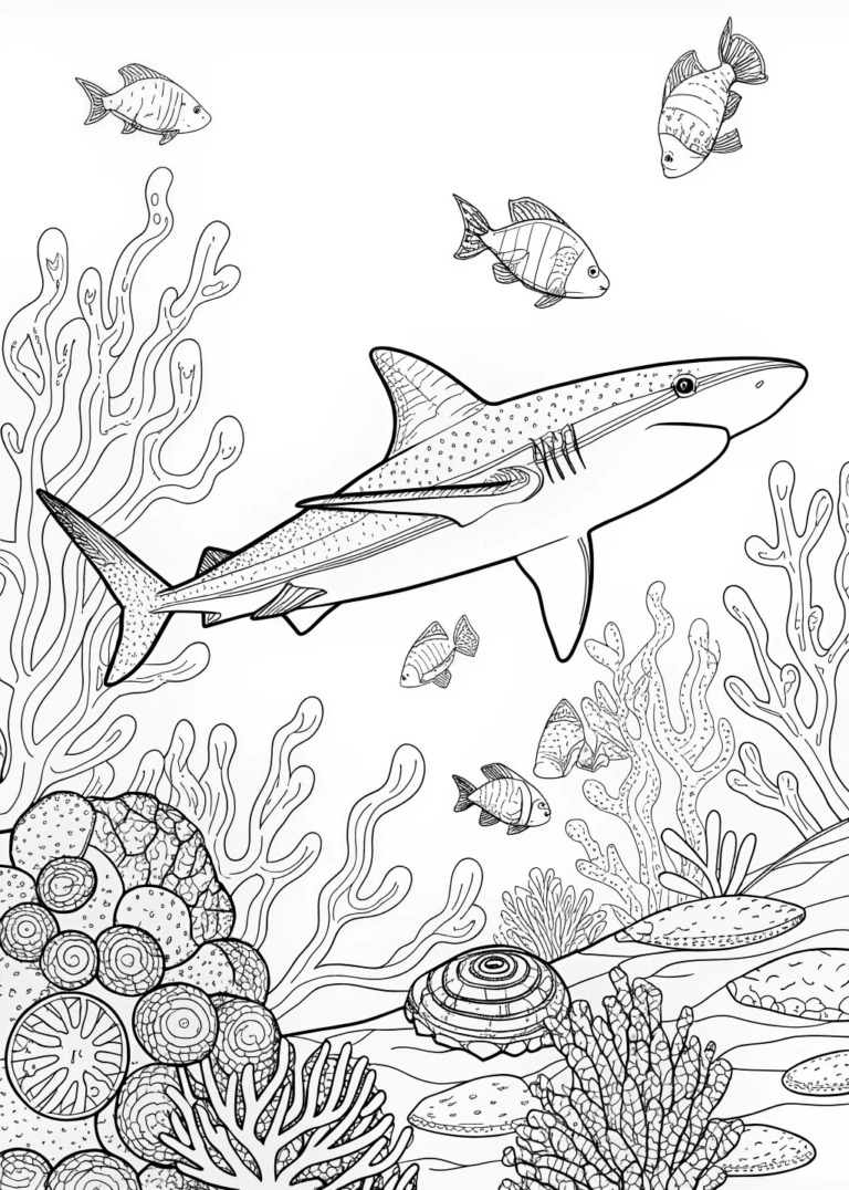 Shark’s Adventure at Sea Coloring Page coloring pages