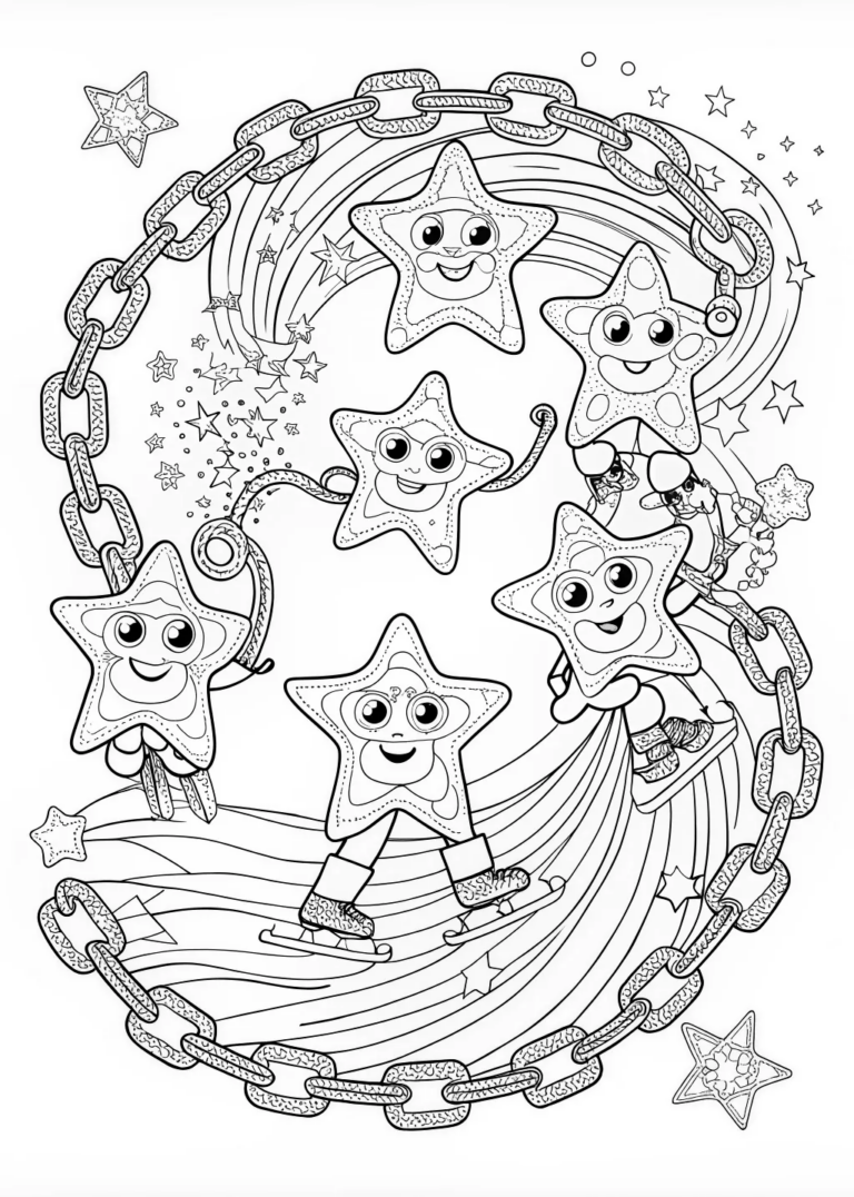 Starry Ice Skating Adventure coloring pages