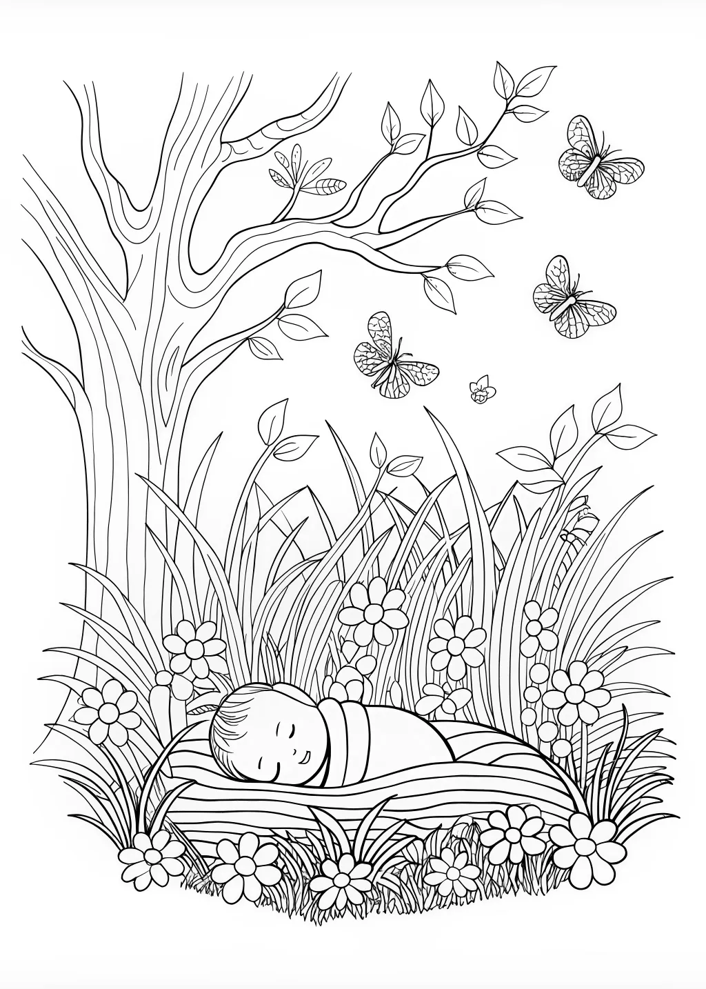 Slumbering Baby Amidst Nature