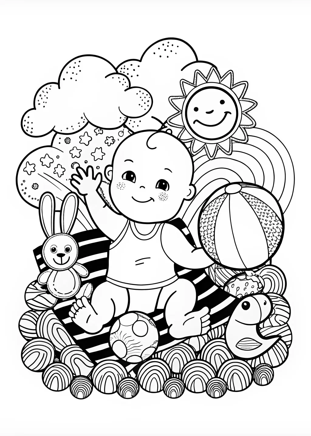 Smiling Baby Coloring Page