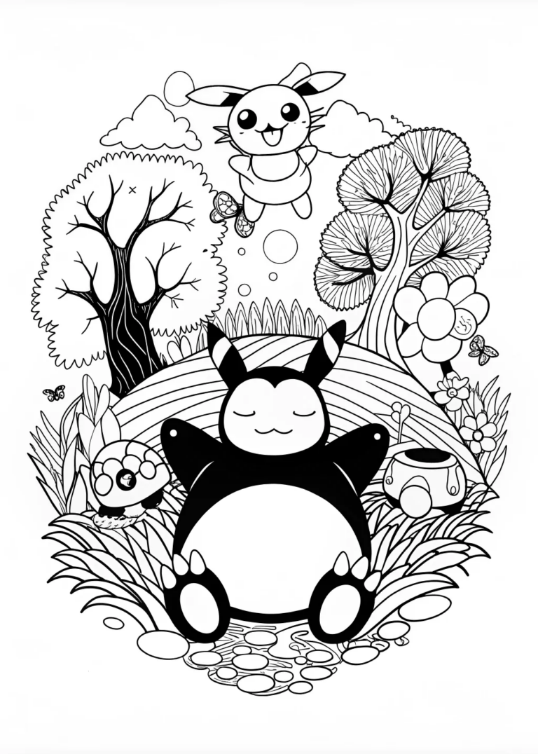 Snorlax in the Mountains Coloring Page coloring pages