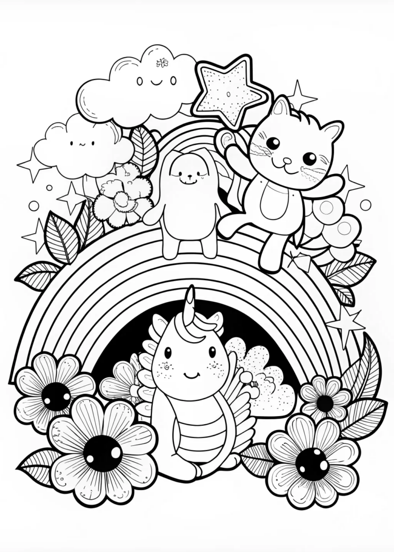 A coloring page of Pikachu with Swirling Background Coloring Page