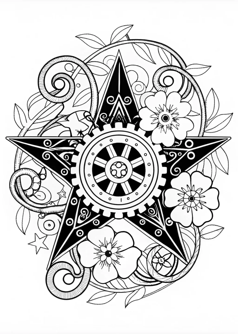 Guiding Star Over Rolling Hills coloring pages