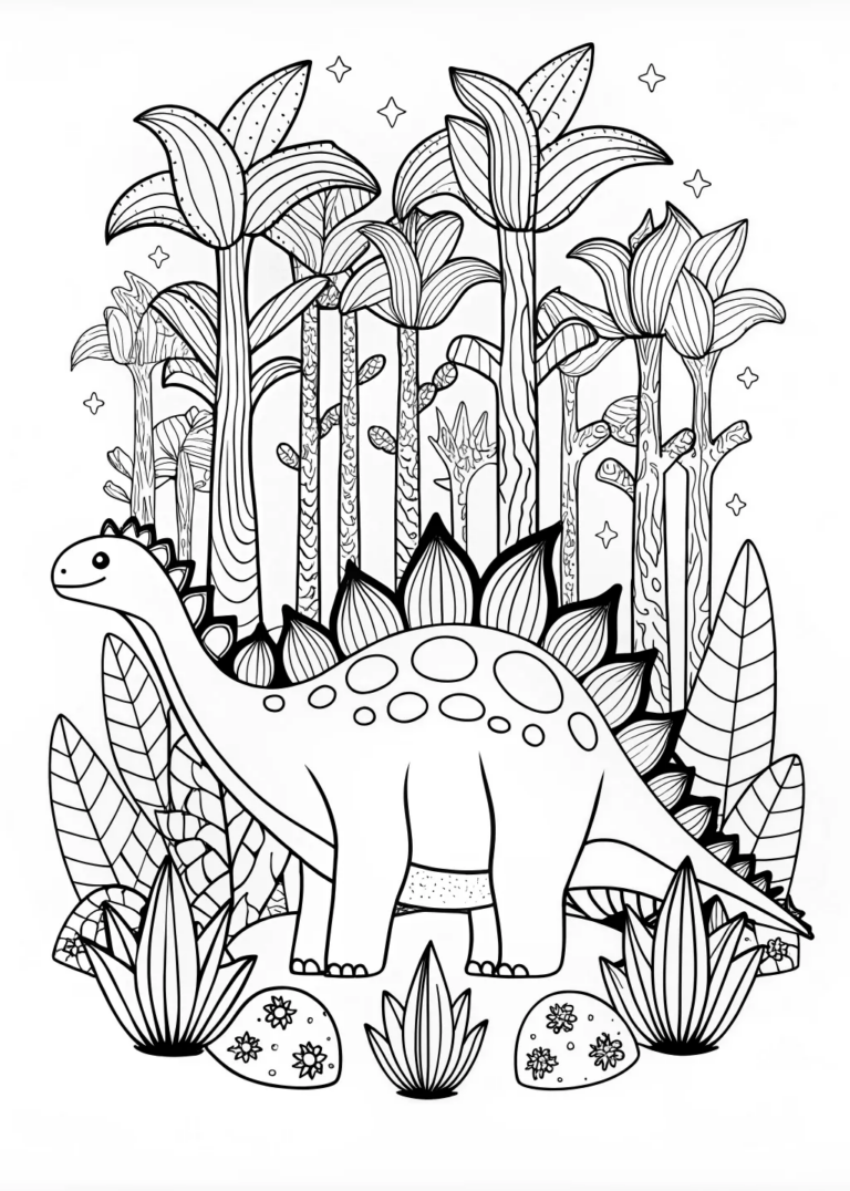 Stegosaurus in the Enchanted Forest coloring pages