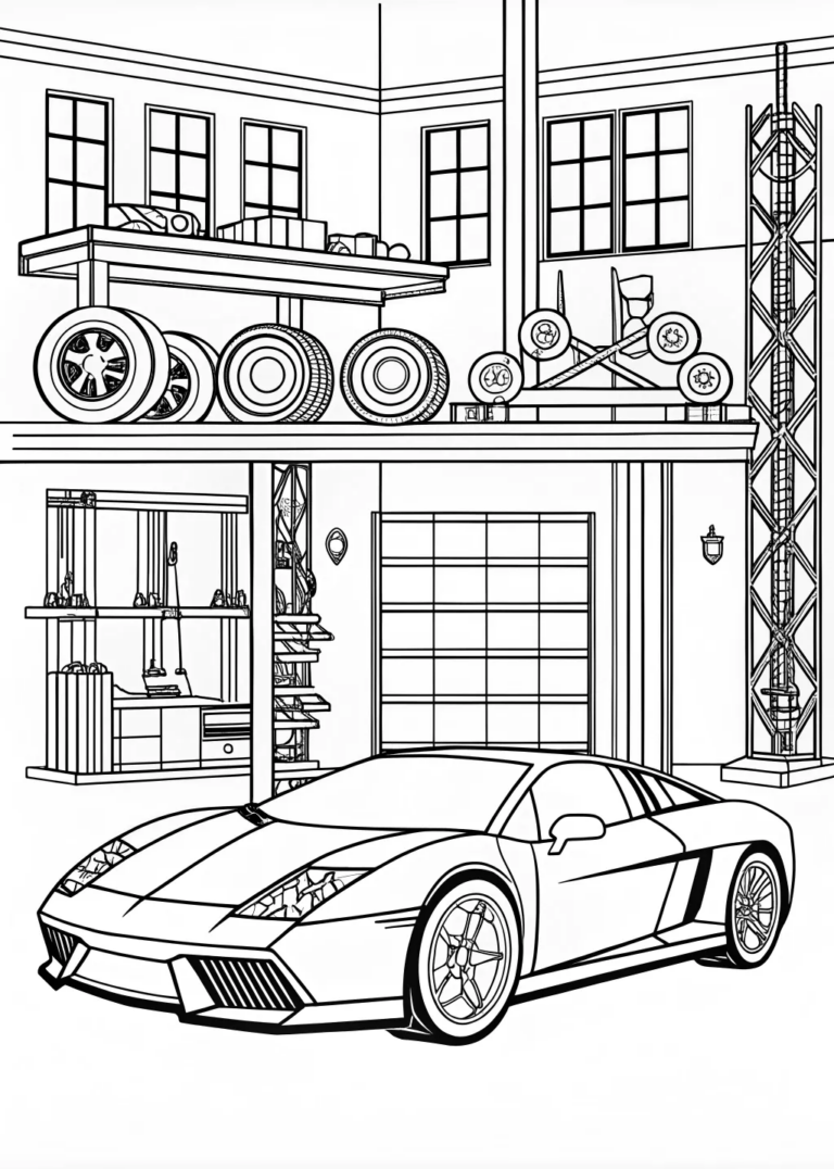 Supercar Ready in the Ultimate Garage coloring pages