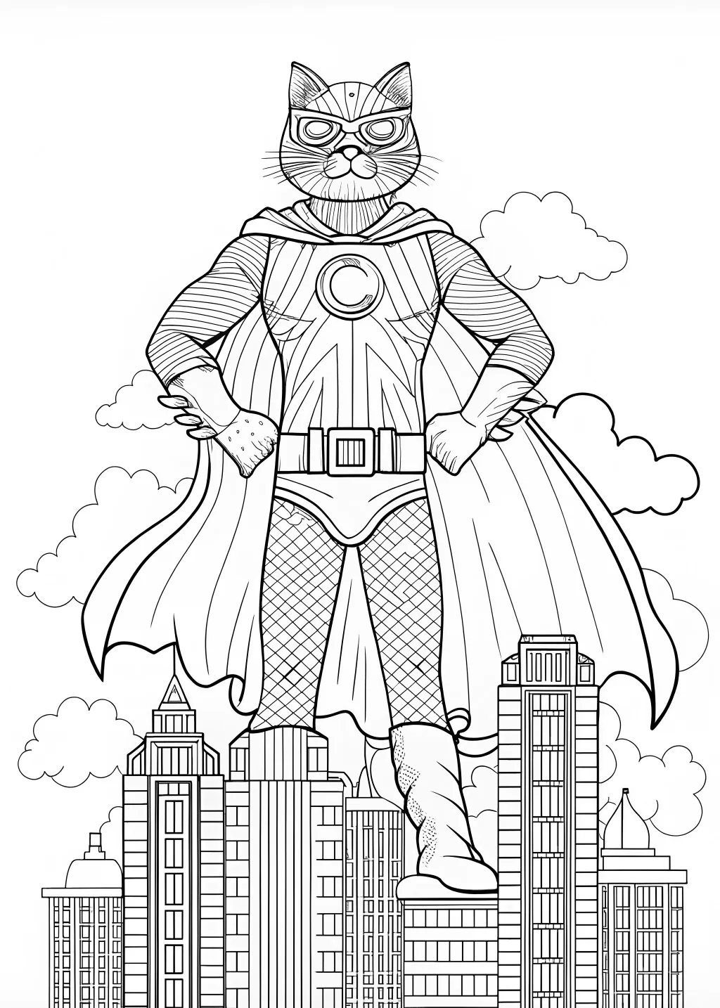 Supercat in the Mountains Coloring Page