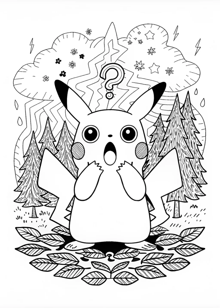 Surprised Pikachu coloring pages