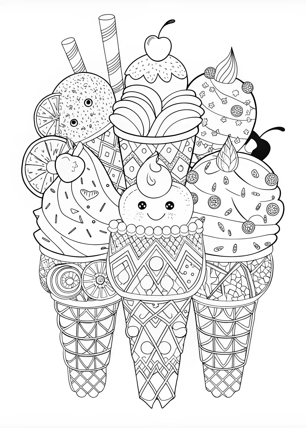 Ice Cream Cone Coloring Fun