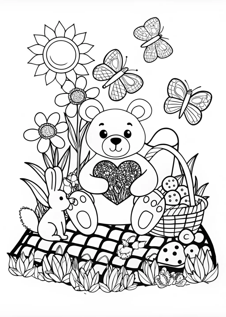 Sweet Moments with Teddy Bear Coloring Page coloring pages