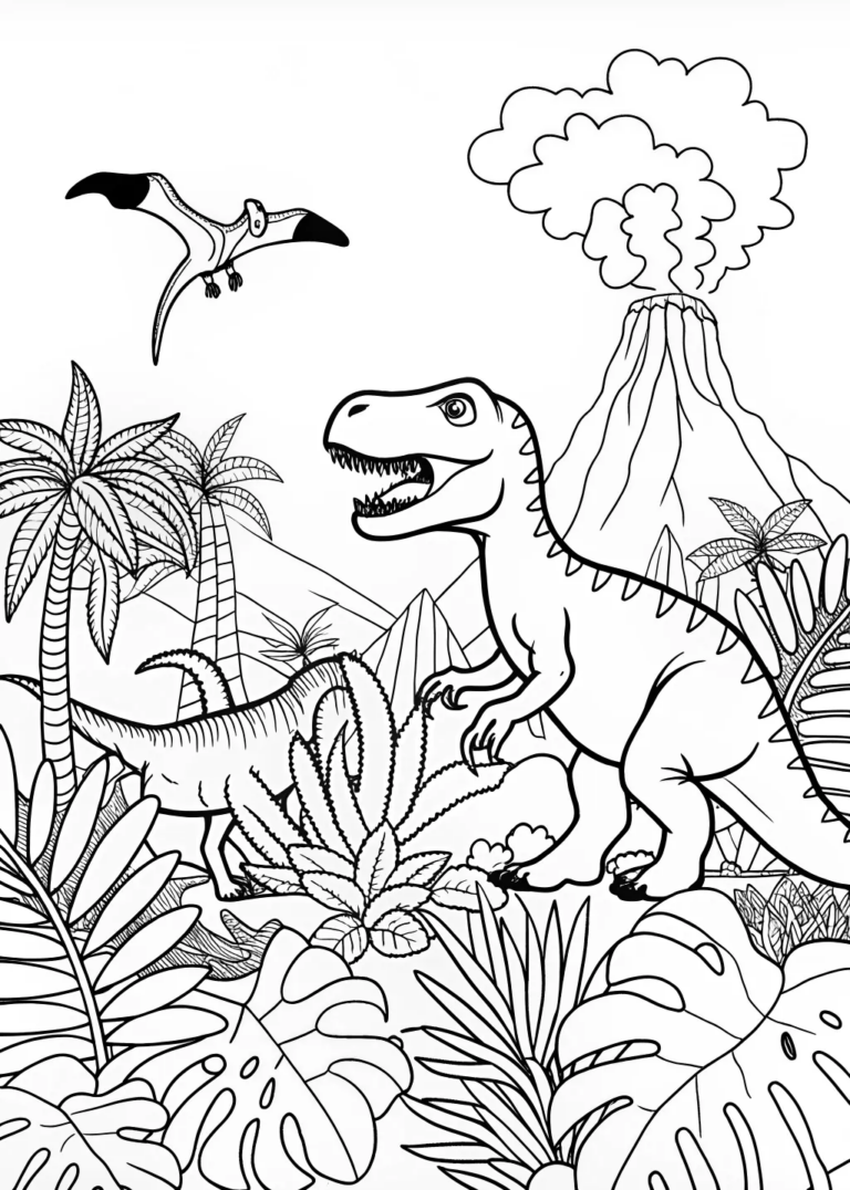 T-Rex Adventure in a Prehistoric World coloring pages