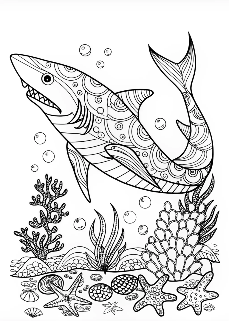 Sharks Under the Sea coloring pages