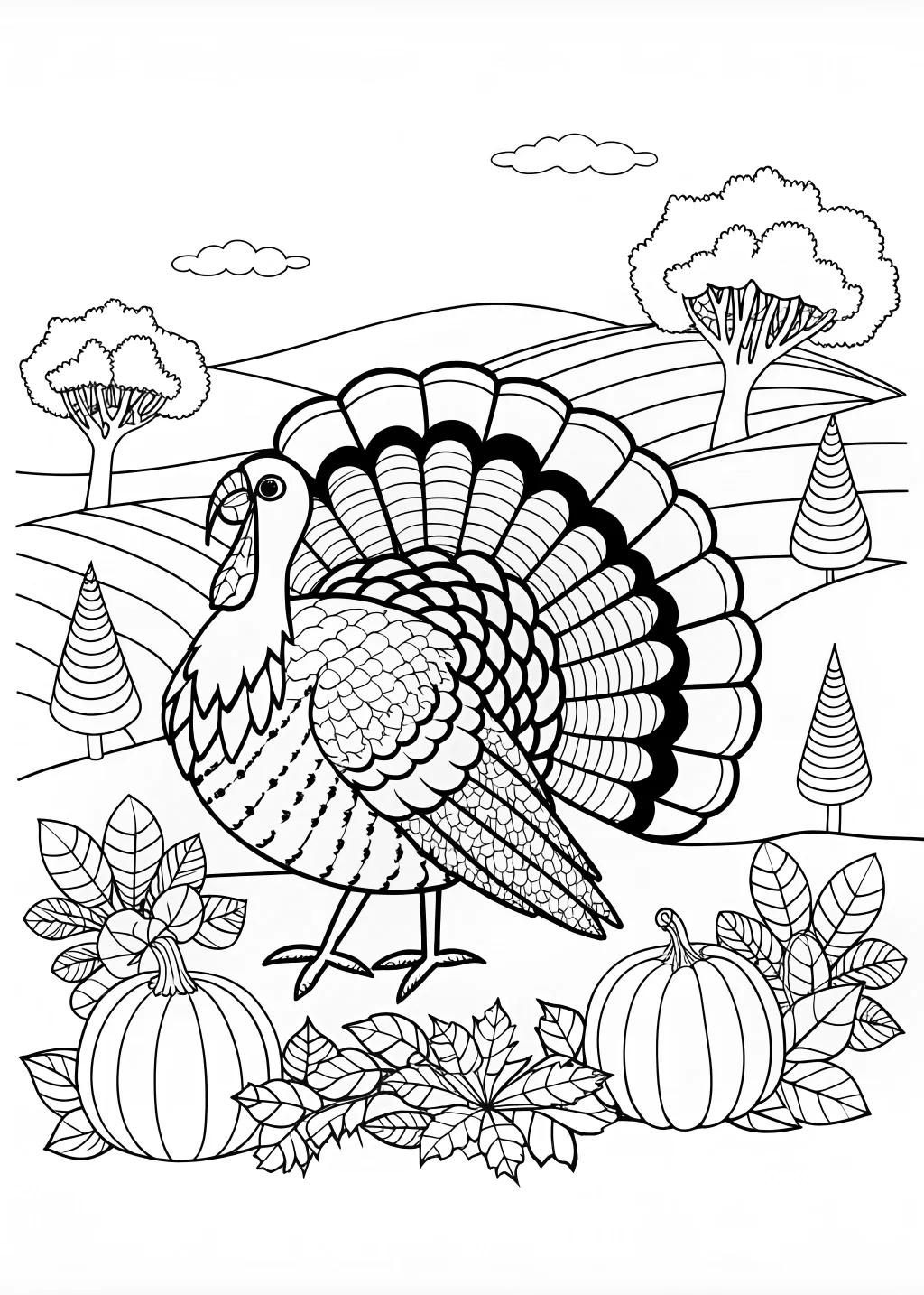 Majestic Turkey Coloring Page