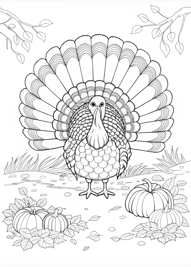 A coloring page of Color Tom the Turkey